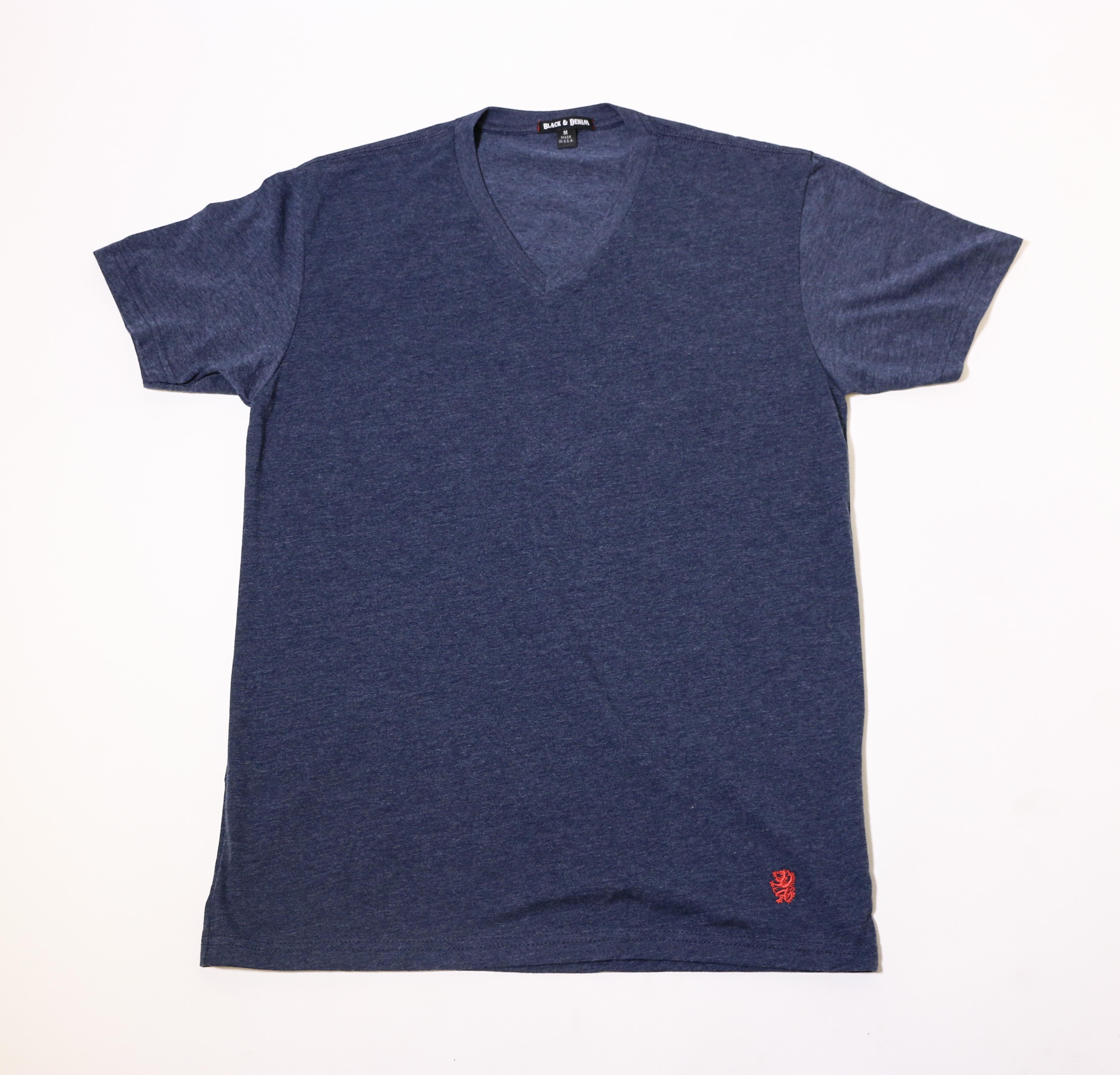 ★GENERAL IDEA★ Essential Basic V-Neck T-Shirt NAVY WBD3L01 Essential Stain Shield V-Neck Short Sleeve Basic Tee Shirt